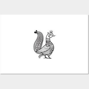 Ethnic Art Indian Duck Illustration B&W Posters and Art